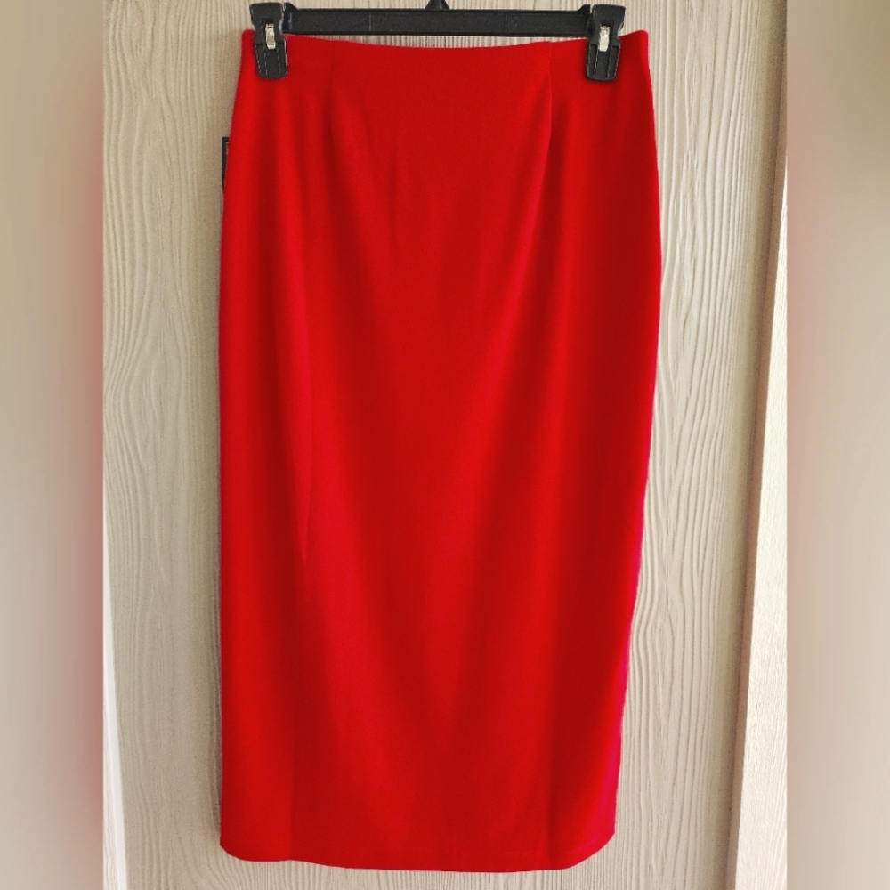 NYCC Red Midi Side Slit Skirt - Picture 10 of 12